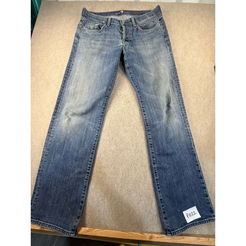 7 For All Mankind Relaxed Fit Jeans Mens 34 Blue Medium Wash Straight Leg Denim